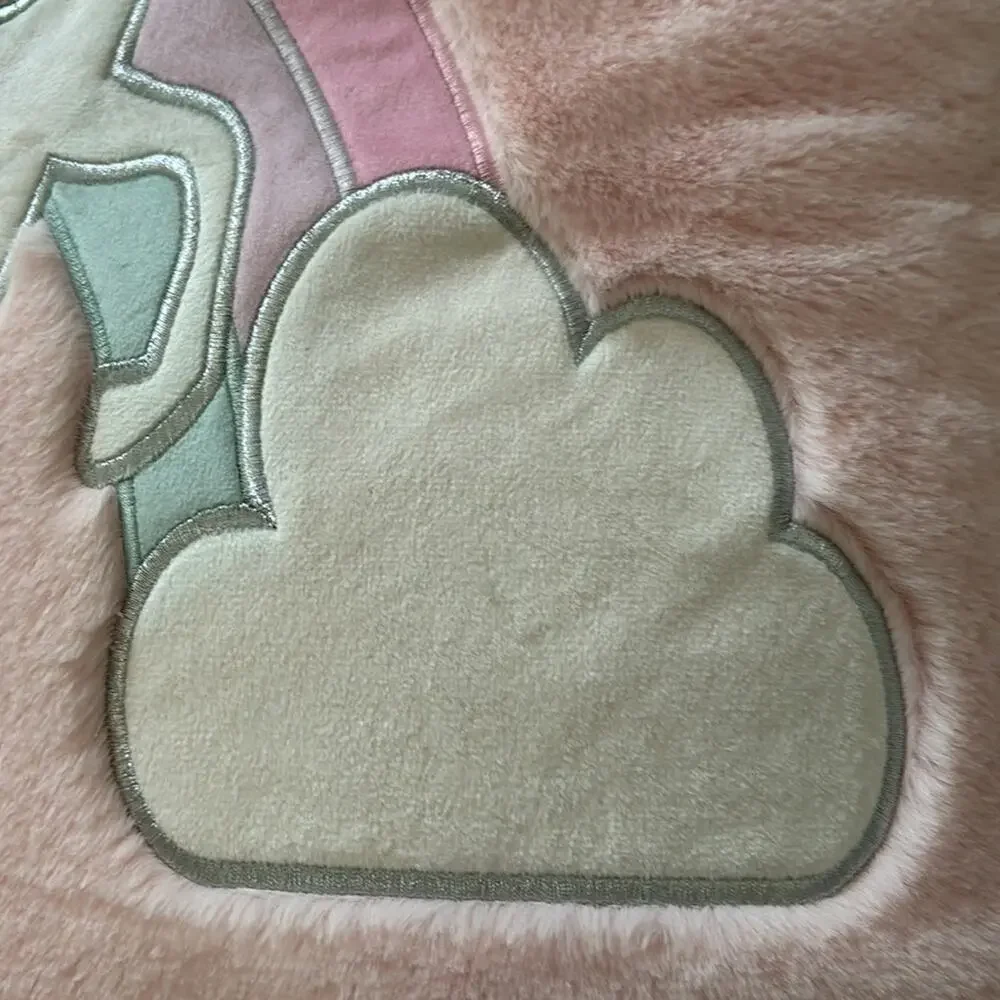 Cloud Castle euro sham inner pillow pale pink furry unicorn silver clouds nwt